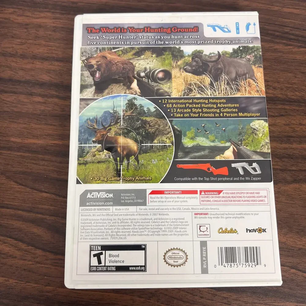 Wii Cabela's Lot 2 Video Games African Adventures Big Game Hunter 2010 Hunting